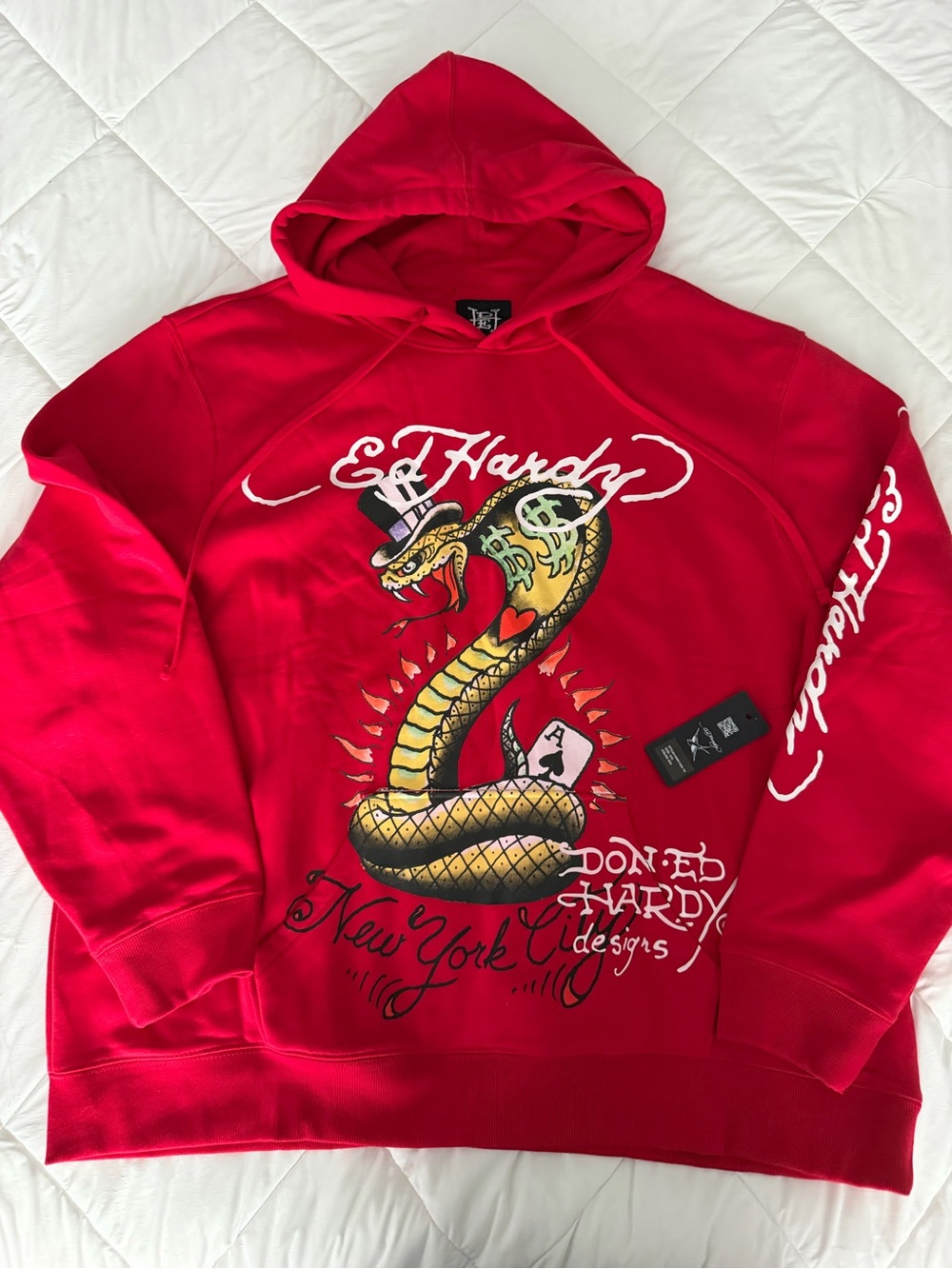 Ed Hardy Red Snake Graphic Hoodie XXL Y2K
